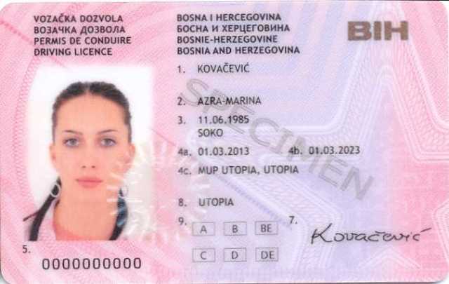 Patente di guida bosniaca - Vozačka dozvola