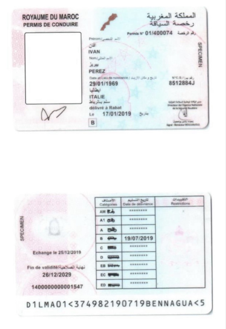 Patente di guida marocchina - Permis de conduire Maroc